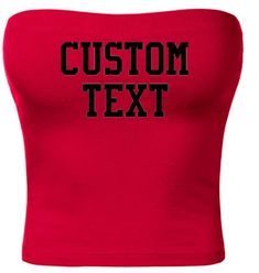 Our gorgeous red cotton tube top is the hottest one around! Pair it with literally anything and you have the perfect tailgate outfit! It is made of a super soft cotton and has just enough spandex to give it the perfect amount of stretch. Cotton/Spandex To customize your own, fill out the information below and add item to cart: Red Strapless Tube Top For Party, Red Fitted Bandeau Tube Top, Cheap Red Stretch Tube Top, Red Stretch Sleeveless Tube Top, Red Strapless Tube Top With Built-in Bra, College Tailgate Outfit, Tailgate Clothes, High Waisted Sweatpants, College Cheer