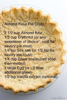 a pie crust on a plate with instructions