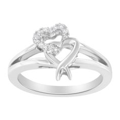 This sterling silver promise ring represents love that is bound together. A lovely design where two heart cut outs, one inlaid with sparking 1/2 round cut diamonds and the other in polished silver, are linked together forever. Promise Double Heart Diamond Ring With Accents, Open Heart Diamond Accented Promise Ring, Open Heart Diamond Accents Promise Ring, Diamond Open Heart Promise Ring, Open Heart Diamond Ring For Anniversary, White Gold Open Heart Promise Ring, Anniversary Diamond Ring Open Heart Style, Fine Jewelry Anniversary Diamond Ring With Open Heart, White Gold Open Heart Diamond Promise Ring