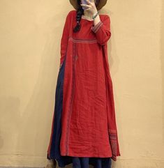 Linen Robes, Linen Shirt Women, Womens Robe, Linen Gown, Gown Cocktail, Blouses Vintage, Gown Red, Contrast Dress, Shirt Linen