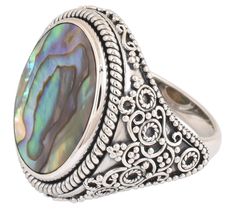 This sterling silver rainbow mother of pearl ring is a stunning piece that captures the essence of elegance with its multicolor oval cabochon stone. Perfect for adding a touch of sophistication to any outfit, the unique design showcases the beauty of rainbow mother of pearl, expertly bezel-set in oxidized sterling silver. From Artisan Crafted. Elegant Multicolor Cabochon Rings, Elegant Multicolor Cabochon Opal Ring, Elegant Multicolor Opal Ring, Elegant Iridescent Cabochon Ring, Oval Mother Of Pearl Ring With Polished Finish, Elegant Oval Mother Of Pearl Ring, Oval Mother Of Pearl Ring Gift, Oval Mother Of Pearl Ring For Gift, Oval Mother Of Pearl Ring Perfect For Gift