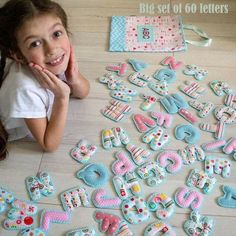 Magnet Letters, Felt Alphabet, Decorated Letters, Alphabet Magnets, Kids Alphabet, Fabric Crafts Diy, Letters Alphabet, Diy Gifts For Kids