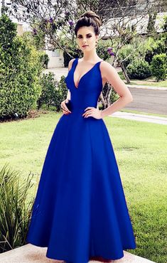 Long Cheap Blue Satin V-neck Bridesmaid Dresses Satin V-neck Dress With Sweep Train For Evening, Satin V-neck Gown With Sweep Train, Satin V-neck Evening Dress With Sweep Train, Elegant V-neck Bridesmaid Evening Dress With Sweep Train, V-neck Bridesmaid Dress With Satin Finish, Satin V-neck Dress With Sweep Train, Satin V-neck Dress For Wedding And Prom Season, Sleeveless Satin Prom Dress With Sweep Train, V-neck Satin Evening Dress With Sweep Train