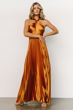 Copper Dress, Black Tie Wedding Guests, Fall Wedding Guest, Orange Satin, Baltic Born, Fall Wedding Guest Dress, Guest Attire, Wedding Attire Guest, Bridal Party Dresses