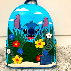 Disney Stitch 2022 Loungefly Backpack Disney Blue Standard Backpack, Blue Backpack For Disney Fan Events, Blue Disney Travel Backpack, Blue Disney Backpack For Travel, Loungefly Backpack, Loungefly Bag, Nautical Home, Disney Stitch, Stitch Disney