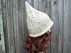 "Knitting Pattern: Witch Hat Finished Measurements: Circumference at brim band 19\" (48 cm) unstretched, 14\" (36 cm) in length from unrolled brim edge to tip of crown; will fit head circumference of 20\" - 23\" (50.5 cm - 58 cm) Yarn: 75 yds (69 m) super bulky weight #6 yarn (shown knitted in Lion Brand Wool Ease Thick and Quick) Needles and Other Materials One 16\" (40.5 cm) circular knitting needle size US 13 (9 mm) or size needed to obtain gauge US 13 (9 mm) set of 5 double-pointed needles o Knitted Brimmed Bonnet, One Size Fits Most, One Size Fits Most Brimmed Knitted Bonnet, Knit Cap For Outdoor, Knit Cap For Outdoor Use, Knitted Brimmed Hat For Outdoor, Outdoor Knitted Brimmed Hat, Outdoor Brimmed Knitted Hat, Outdoor Brimmed Crochet Hat, Outdoor Curved Brim Crochet Hat