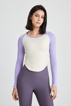 Color_Lavender Dew Versatile Tops, Jersey Crop Top, Bodysuit Dress, Sleeves Clothing, Plus Size Summer, Long Sleeve Jersey, Sports Top, Crop Shirt, Active Wear Tops