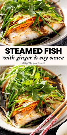 a plate of Chinese/Vietnamese steamed fish with ginger and soy sauce Steamed Fish Recipes, Fish Fillet Recipe, Cod Fish Recipes, White Fish Recipes, Fish Dinner Recipes, Steamed Fish, Steamer Recipes, Fish Recipes Healthy, Fish Dinner