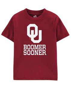 Your Sooners Fan Will Love Supporting The Home Team In This Soft Cotton Tee! Official Ncaa Product Designed Specifically For Carter's. White Soft-washed Tops For Game Day, Cotton Short Sleeve Sports Fan Top, Cotton Sports Fan Tops With Short Sleeves, Team-colored Graphic Tee For Game Day, Graphic Tee Tops In Team Colors For Game Day, Graphic Tee T-shirt For Game Day, Soft-washed, Graphic Tee For Fans In Team Colors, Soft-washed Graphic Tee For Game Day, Game Day Graphic Tee