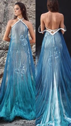 Sea Princess Dress, Water Dress Aesthetic, Air Element Outfit, Water Element Outfit, Jaden Aesthetic, Sea Inspired Dress, Water Goddess Dress, Water Inspired Outfits, Ocean Themed Dress