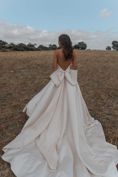 the back of a woman's dress in a field