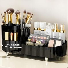 Product Description Specifications Product name: Rotating Makeup Organizer Product size: 13.6 "D x 5.8" W x 5.63 "H Material: PET Color: Black Mounting TypeTabletop Mount Item Weight1.76 pounds Specific uses for product: Cosmetics, Skincare, Makeup brushes, Stationery, Office supplies, Display Multi scenario usage Not only the organizer of cosmetics, but also the storage box for stationery and office supplies Easy to access Makeup Organizer Its excellent design structure makes it easy for you to Beauty Product Organization, Vanity Makeup Organization, Beauty Products Organization, Amazon Made Me Buy It, Product Organizer, Black Mood Board, Mine Makeup, Aesthetic Beauty Products, Beauty Products Aesthetic