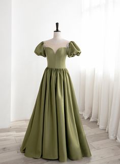 Pretty Green Satin Long Wedding Party Dress, Green Evening Formal Dresses on Luulla Dress Green Short, Prom Dress Green, Satin Long Prom Dress, Long Formal Dresses, Floor Length Prom Dresses, Corset Dress Prom, Evening Dress Floor Length, Custom Size Dresses, Green Prom Dress