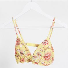 Asos Rusty Fiori Triangle Floral Bikini Top. Size Small. Nwt. Adjustable Back And Removable Pads. Yellow Beachwear Swimwear With Built-in Bra, Yellow Swimwear With Built-in Bra Beachwear, Yellow Swimwear With Built-in Bra, Yellow Swimwear With Built-in Bra For Beach Season, Fitted Yellow Swimwear With Built-in Bra, Yellow Bra-friendly Summer Swimwear, Bra Friendly Yellow Summer Swimwear, Yellow Bra-friendly Swimwear For Beach Party, Pink Yellow