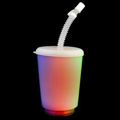 LED Light Up 12 Oz Opaque Cup with Lid and Straw - Multicolor - Party Glowz Led Sunglasses, Cup With Lid And Straw, Cup With Lid, Squeeze Bottles, Glow Sticks, Mask Party, Red Led, Cup With Straw, Watch It