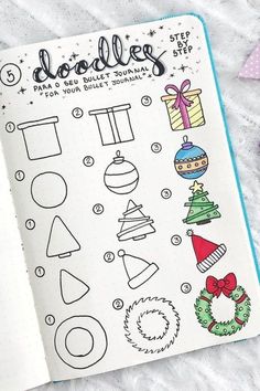 Discover 50 super easy Christmas doodle ideas to add a festive touch to your holiday season! Perfect for beginners, these simple and fun designs include everything from Santa Claus and reindeer to Christmas trees and snowflakes. Get inspired and start doodling today! Great Doodle, Bullet Journal Christmas, Crazy Laura, December Bullet Journal, Drawing Eyes, Doodle Ideas, Christmas Doodles, Bullet Journal Notebook