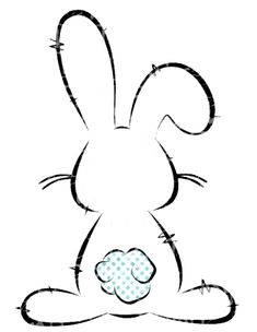 a drawing of a rabbit sitting on the ground