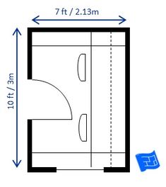 the floor plan for a bathroom is shown with blue arrows pointing up to the toilet