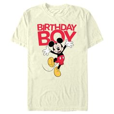 Who knew that dressing "mousey" could be so cute!? Celebrate your special day and Walt Disney's most iconic characters with this officially licensed Disney Mickey Mouse & Friends Happy Birthday Boy Men's Graphic T-Shirt! This cute tee features Mickey jumping for joy with the words: "Birthday Boy" printed in red lettering above him. This new Mickey & Friends apparel is sure to make your special day memorable and bring a smile to your face! White Mickey Mouse T-shirt For Birthday, Mickey Mouse Crew Neck Top For Birthday, Mickey Mouse Crew Neck T-shirt For Birthday, Mickey Mouse Crew Neck T-shirt For Birthdays, White Mickey Mouse Top For Birthday, Friends Happy Birthday, Happy Birthday Boy, Happy Birthday Kids, Retro Skater