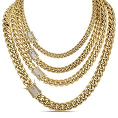 Real 14k gold 5x electroplated over stainless steel
 

100% NICKEL & BRASS FREE so it will never turn your neck green!
Most people wear this chain for MANY YEARS without it changing color
 

We have 8-14mm in thickness (Ranging from 50-250 grams depending on thickness & length)
VERY HEAVY & SOLID FEELS JUST LIKE GOLD!
Here is weight in 24" (if your chain is longer or shorter weight will vary)
8mm - 75 grams
10mm- 123 grams
12mm- 170 grams
14mm- 215 grams

 

Stand out from the crowd with a 1ct CZ clasp that is unique & ICY!
Handset 100 micropave CZ that look just like the real thing!!!




 
Each piece is stamped with 14k GP
 
YOU ARE GUARANTEED TO LOVE THIS CHAIN!
Why spend thousands when you can have same look! Luxury Gold Cuban Link Necklace For Anniversary, Miami Cuban Link Chain, Miami Cuban Link, Diamond Tester, Cuban Link Chain Necklaces, Miami Cuban, Man Made Diamonds, Link Chain Necklace, Cuban Link Chain