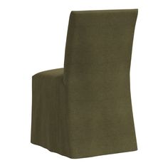 the back of a green chair with a white background