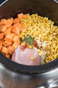 the food is in the crock pot and ready to be put into the slow cooker