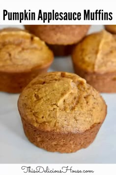 pumpkin applesauce muffins with text overlay