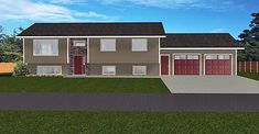 this is an artist's rendering of a two - story house with garages