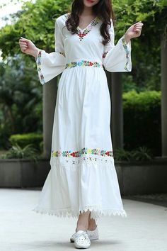 Embroidery Maxi Dress, Maxi Dresses Online, Trendy Maxi Dresses, Neck Flower, Maxi Dresses For Women, Stylish Dresses For Girls, Designer Dresses Indian, Feminine Dress, Indian Designer Wear