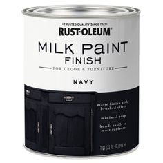 a can of paint that is black and white with the words rustoleum on it