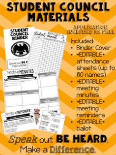 the student council materials booklet for students to use on their school's bulletin boards