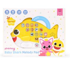 the pinkfong baby shark melody pad is in its box and it's yellow