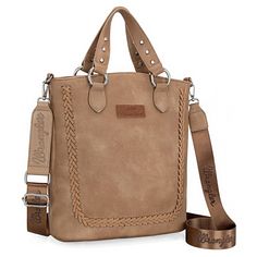 PRICES MAY VARY. Wrangler by Montana West large crossbody purse designed for the modern explorer. The women's tote bag features U-shaped leather stitching and rivets and a zip pocket at the back. A sure eye-catcher. This Wrangler tote purse is made of premium vegan leather, durable yet soft. Equipped with a guitar strap, this tote can be converted into a casual crossbody bag. The vintage and classic tote purse is undoubtedly an ideal gift choice for your female friends on their birthdays, Valent Purses Western, Western Bags Purses, Large Crossbody Purse, Clean Metal, Western Shoes, Convertible Crossbody Bag, Travel Duffle, Duffle Bag Travel, Crossbody Messenger Bag