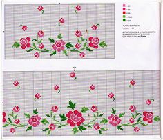 two cross stitch patterns with roses on them