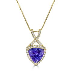 ADGP2M004_17-1 Luxury Purple Tanzanite Necklace, Luxury Tanzanite Pendant Necklace, Tanzanite Pendant, Tanzanite Jewelry, Tanzanite Gemstone, Yellow Gold Pendants, Ring Style, Metal Color, Diamond Gemstone