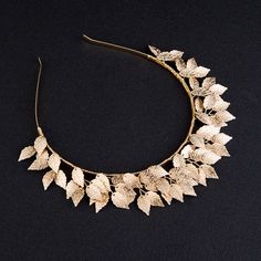 "Zephyr" Golden Leaf Head Band Crown – Nicoletta Carlone Red Bridal Shoes, Royal Wardrobe, Bridal Hair Bands, Leaf Crown, Leaves Headband, Wedding Shoes Flats, Gold Headband, Wedding Leaves, Pretty Roses