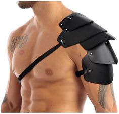 PRICES MAY VARY. Package Include: 1Pc Chest Harness Faux Leather Shoulder Armor Medieval Costume Material: Hand Made from durable Faux PU leather material, these shoulder straps are built to withstand the wear and tear of punk style. Design: 1 - These harness shoulder straps feature a bold armor-style pad design. 2 - Buckle closure ensures an adjustable and comfortable fit. Occasion: Designed specifically for any costume event. Perfect for role play, Carnival, Easter, cosplay party, Halloween, M Black Warrior Costume Accessories For Fantasy Events, Shoulder Harness Men, Steampunk Leather Armor, Leather Shoulder Armor Pattern, Leather Corset Armor, Leather Torso Armor, Black Leather Cosplay Harness, Medieval Cosplay, Steampunk Halloween