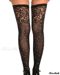 Olivia Mark - 1 pair of decorative crochet lace stockings with rhinestones Decorative Crochet, Lace Stockings, Olivia Mark, Crochet Lace, Stockings, Crochet, Lace, Black