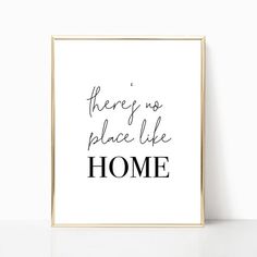 there's no place like home print in black and white with the words on it