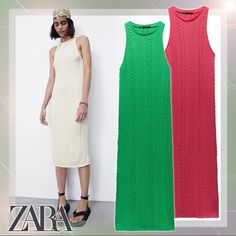 Brand New With Tags Zara Cable Knit Dress Features Sleeveless Round Neck Design. Size Medium Casual Sleeveless Sweater Dress For Summer, Zara Sleeveless Knit Dress, Sleeveless Knit Dress By Zara, Zara Casual Sleeveless Crochet Dress, Casual Knitted Zara Dress, Zara Sweater Dress For Summer, Zara Summer Sweater Dress, Chic Zara Sweater Dress For Summer, Pink Pleated Dress