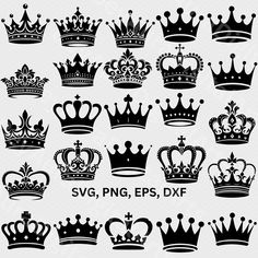 crown svg files for silhouettes, eps and png - dxf