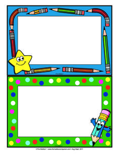 two frames with pencils and stars on them