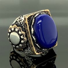 Lapis Lazuli Ring , Blue Lapis Lazuli Ring , Signet Men's Ring, Ottoman Style Ring , 925k Sterling Silver Ring , Gift For Him ★Item Details * Gender : Male / Female * Material : 925K Sterling Silver * Total weight : 22 Grams * Gemstone : Lapis Lazuli Stone * Stone Size 15x20mm ✔ Ready to Ship in 1-2 Business Days .. ✔ Shipped to the Worldwide 1-5 business days with free shipping... ✔ The product will be sent to you with a handmade wooden box to avoid any damage during shipping... ✔ Visit our sto Handmade Wooden Boxes, Ottoman Styling, Lapis Lazuli Ring, Blue Lapis Lazuli, Lapis Lazuli Stone, Blue Lapis, Ring Blue, Men's Ring, Gold Collection