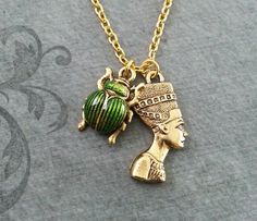 Nefertiti Necklace SMALL Nefertiti Jewelry Egyptian Necklace Egyptian Jewelry Scarab Necklace Gold N Nefertiti Necklace, Dope Jewelry Accessories, Egyptian Necklace, Ankh Necklace, Earthy Jewelry, Scarab Beetle, Egyptian Jewelry, Jewelry Accessories Ideas, Gold Jewelry Simple