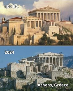 before and after photos of the acrobatic architecture in ancient greek city of ephes, greece