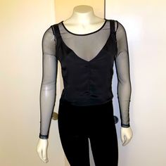 Excellent Condition! Never Worn! Sheer Undershirt Is Attached To Tank Top! Size Xs Black Sheer Top, Black Vest, Sheer Top, Black Crop, Vest Top, Black Crop Tops, Black Tank Tops, Crop Tops, Womens Tops