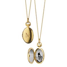 "Anna" Petite 18K Gold Locket Necklace | Monica Rich Kosann Luxury Classic Pendant Locket Necklace, Luxury Women's Pendant Locket Necklace, Luxury Yellow Gold Oval Locket Necklace, Elegant Gold Locket Necklace With Oval Link, Luxury Oval Locket Necklace As Gift, Elegant Gold Oval Link Locket Necklace, Oval Necklaces With Detachable Pendant For Anniversary, Oval Necklace With Detachable Pendant For Anniversary, Luxury Oval Pendant Locket Necklace As Gift