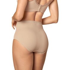 A high-waisted panty with a front panel of super comfy compression fabric to smooth out your tummy. It offers full coverage all over and has a center seam in the back to naturally prevent flattening. It's a super soft, comfortable panty in a classic brief style, with a twist. Leonisa designs with a woman’s curves in mind. Hailing from Latin America, the brand is dedicated to helping women feel confident from the inside out. BRAND PILLARS LOVE FOR THE SOUL - Balancing mind and body through co-cre Compressive Shapewear Brief With Medium Bust Support, Supportive Shapewear Bottoms With Wide Waistband, Full Coverage Shapewear Bottoms With Contoured Waistband, Supportive High Waist Shapewear With Wide Waistband, Supportive Beige Shapewear Bottoms, Full Coverage Shapewear With Medium Bust Support, Beige Full Coverage Shapewear With Medium Bust Support, Compressive Shapewear Briefs With Built-in Bra, Full Coverage Compression Shapewear With Contoured Waistband