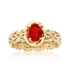 Fire Opal Byzantine Ring in 14kt Yellow Gold | Ross-Simons Byzantine Ring, Byzantine Earrings, Byzantine Rings, Byzantine Necklace, Swiss Blue Topaz Ring, Modern Jewellery Design, Opal Birthstone, Precious Gemstones Jewelry, Gold Pendant Jewelry