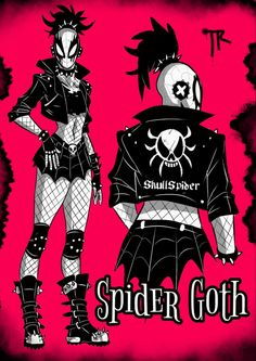 an image of two people dressed up as spider goth